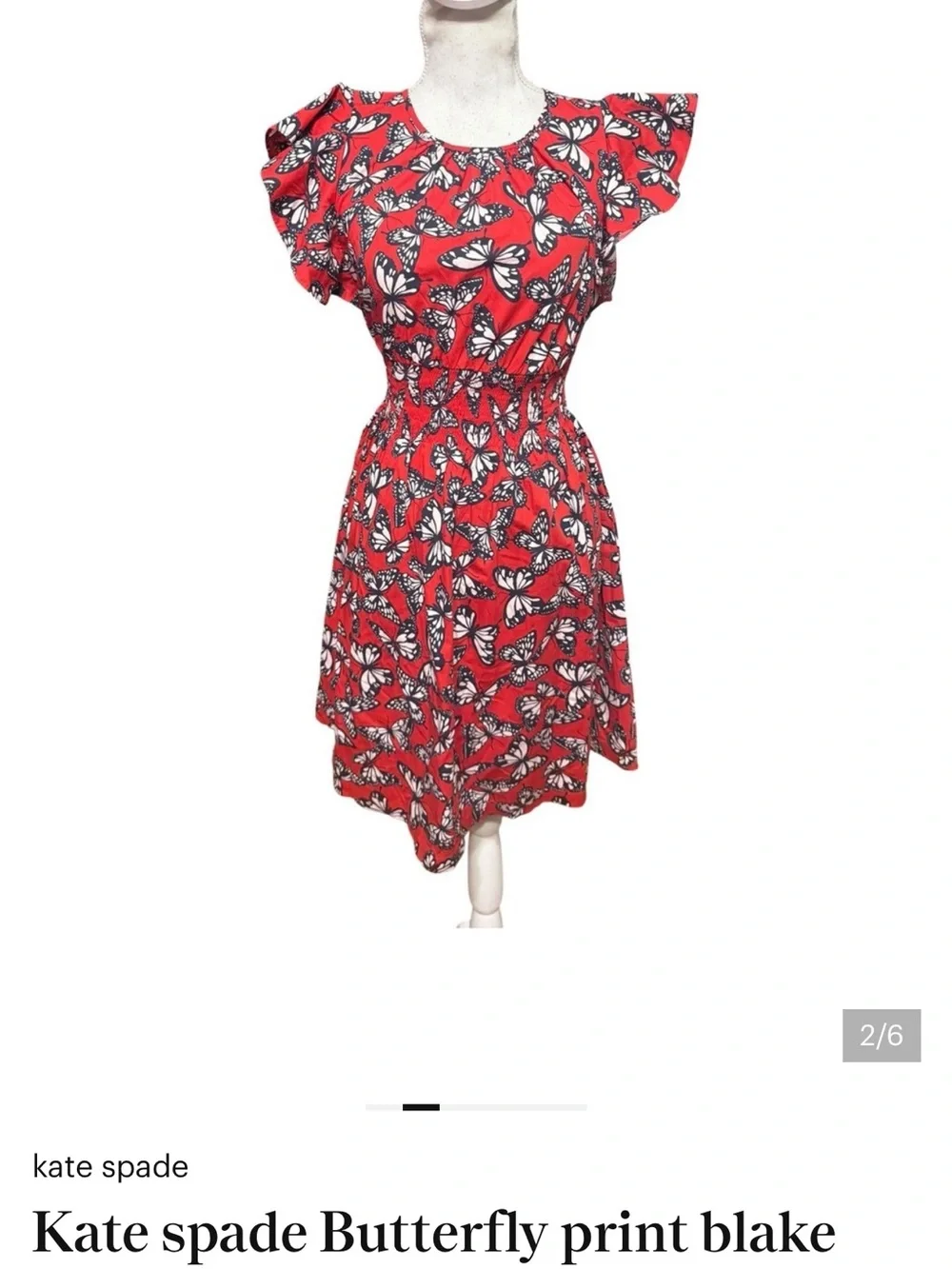 kate spade Red Butterfly Print Mini Dress
